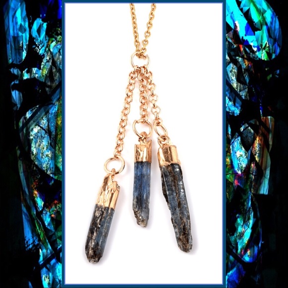 Artisan Jewelry - Kyanite Stone  Pendant Necklace Natural Jewelry